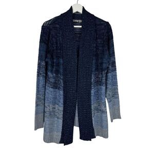 Jason Maxwell Large Open Front Cardigan Ombré Stripe Blue